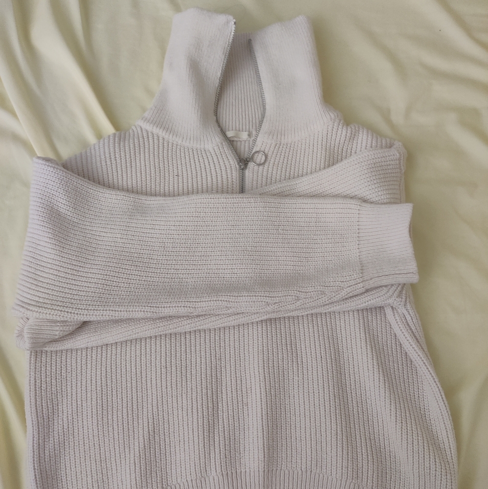 zip up sweater off white